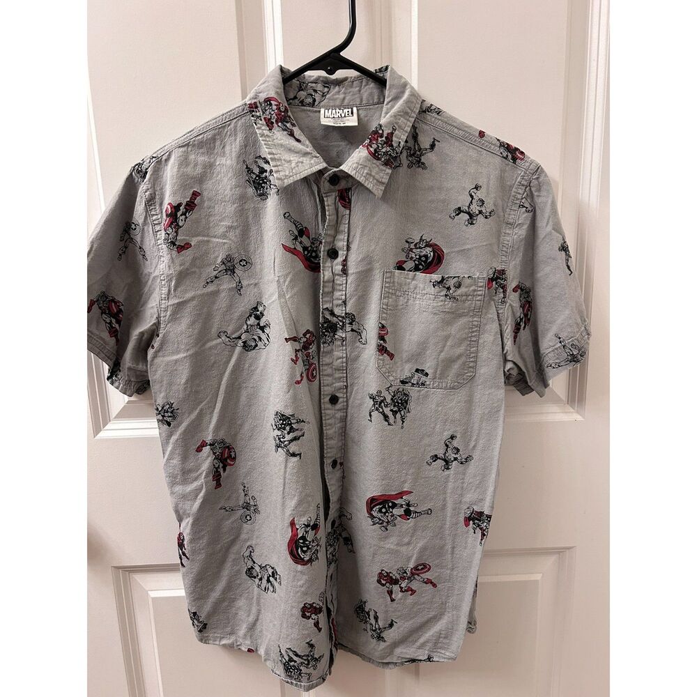 Marvel Avengers Hawaiian Button Down M Medium Short Sleeve Shirt